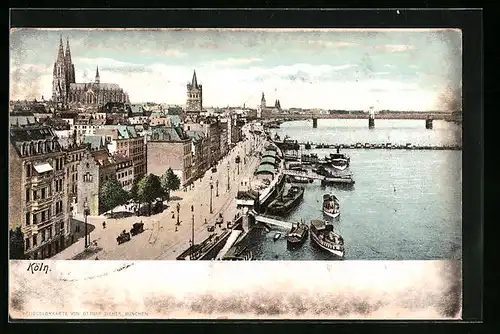 AK Köln a. Rhein, Strassenblick auf den Leystapel