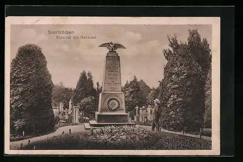 AK Saarbrücken, Ehrental mit Denkmal