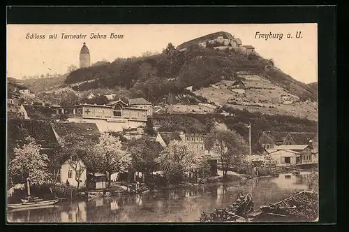 AK Freyburg a. U., Schloss mit Turnvater Jahns Haus