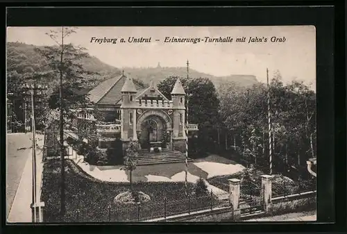 AK Freyburg a. U., Erinnerungs-Turnhalle mit Jahns Grab