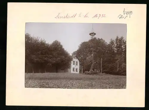 Fotografie Brück & Sohn Meissen, Ansicht Neustadt i. Sa., Gasthof Götzingerhöhe mit Aussichtsturm