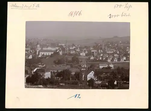 Fotografie Brück & Sohn Meissen, Ansicht Warnsdorf / Böhmen, Stadtansicht mit Bahnhof