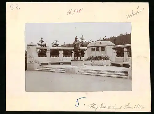 Fotografie Brück & Sohn Meissen, Ansicht Bad Elster, König Friedrich-August-Standbild