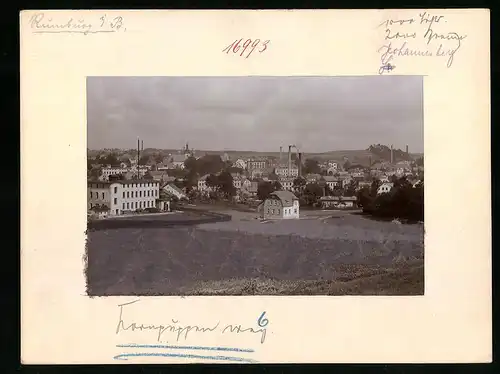 Fotografie Brück & Sohn Meissen, Ansicht Rumburg / Böhmen, Fabrikgebäude mit Kontor am Ortsrand