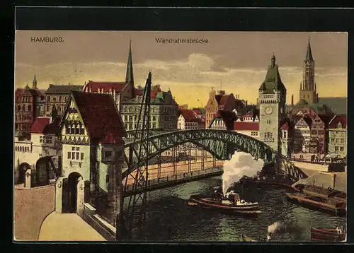 AK Hamburg, Wandrahmsbrücke aus der Vogelschau