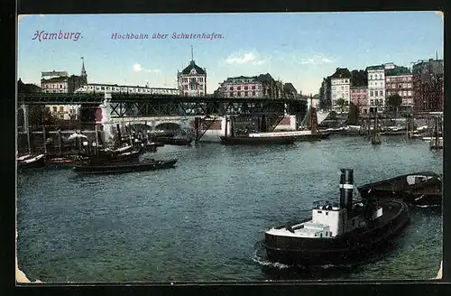 AK Hamburg, Hochbahn über Schutenhafen