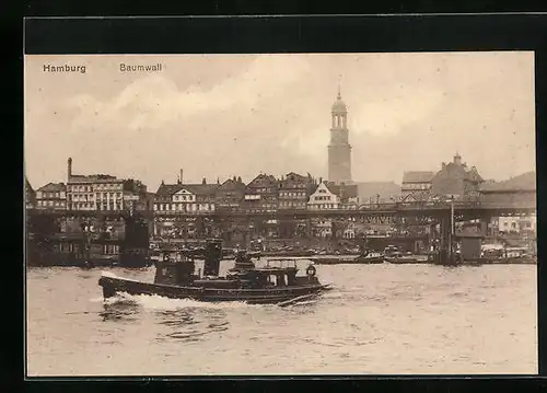 AK Hamburg-Neustadt, Baumwall mit Blick auf St. Michaelis