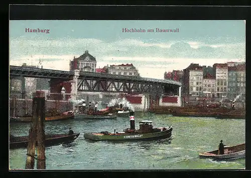 AK Hamburg, Hochbahn am Baumwall