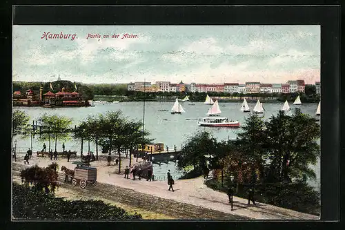 AK Hamburg-St.Georg, Partie an der Alster