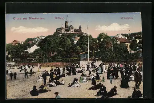 AK Hamburg, Strandleben in Blankenese mit Süllberg