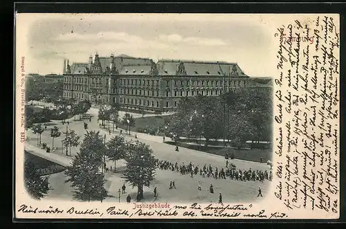Relief-AK Hamburg-Neustadt, Strassenpartie am Justizgebäude