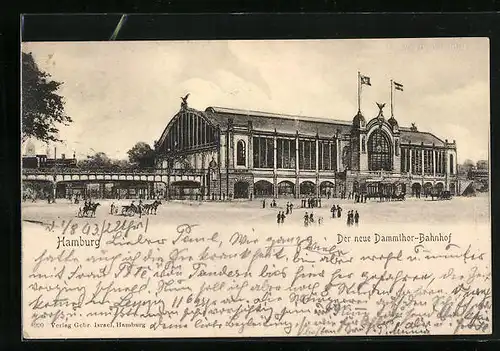 AK Hamburg, Strassenpartie am neuen Dammthor-Bahnhof