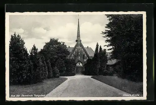 AK Tangstedt b. Hamburg, Gemeindekirche in der Frontalansicht