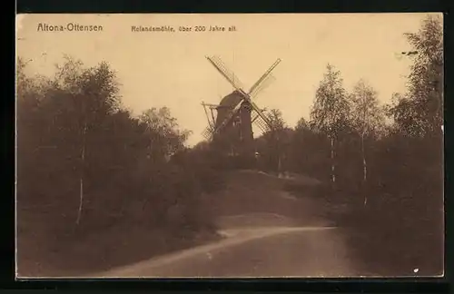 AK Hamburg-Ottensen, Blick auf die Rolandsmühle