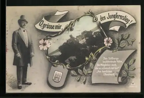 AK Hamburg, Ortspartie in der Hansestadt, Wappen