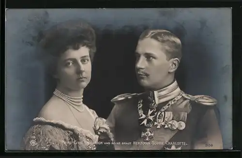 AK Prinz Eitel Friedrich und seine Braut Herzogin Sophie Charlotte