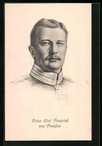 AK Prinz Eitel Friedrich von Preussen in Uniform, Zeichnung