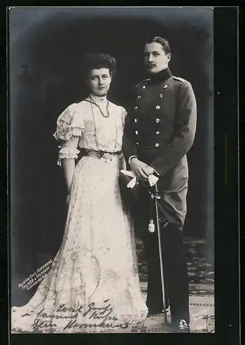 AK Prinz Eitel Friedrich von Preussen und Sophie Charlotte von Oldenburg im jungen Alter