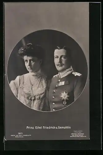 AK Prinz Eitel Friedrich von Preussen und Gemahlin