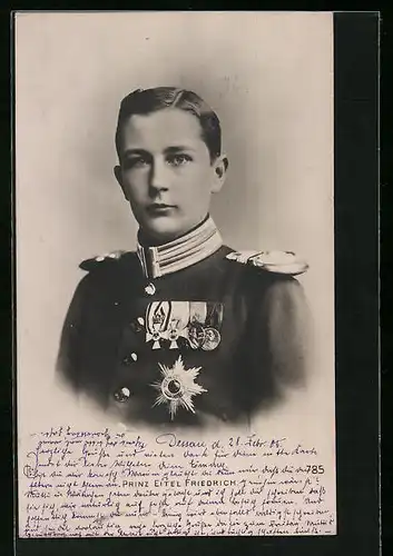 AK Prinz Eitel Friedrich von Preussen im heranwachsenden Alter