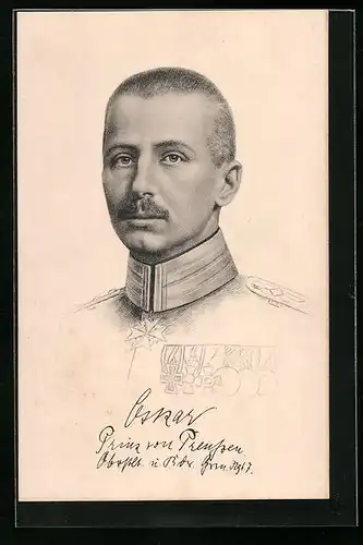 Künstler-AK Portrait Prinz Oskar von Preussen