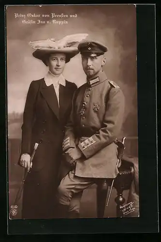 AK Prinz Oskar von Preussen und Gräfin Ina von Ruppin