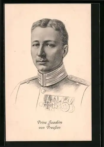 Künstler-AK Portrait Prinz Joachim von Preussen in Uniform