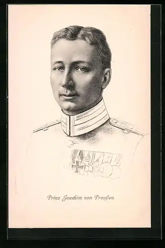 Künstler-AK Portrait Prinz Joachim von Preussen in Uniform