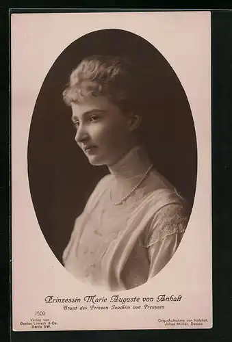 AK Portrait der Prinzessin Marie Auguste von Anhalt
