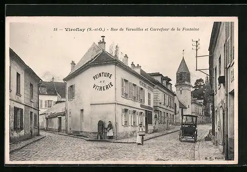 AK Viroflay, Rue de Versailles et Carrefour de la Fontaine