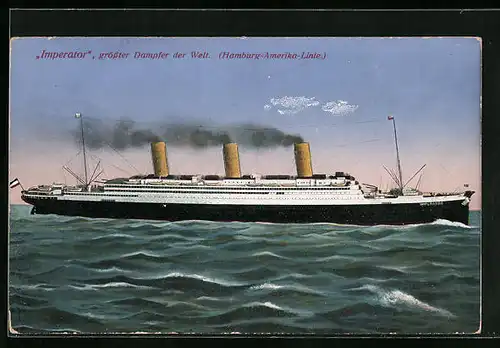 Künstler-AK Passagierschiff Imperator der H.-A.-Linie auf Steuerbord