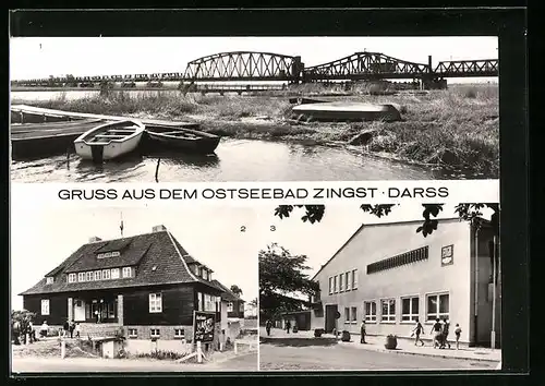 AK Zingst, Meinigenbrücke, Kurhaus, FDGB-Erholungsheim