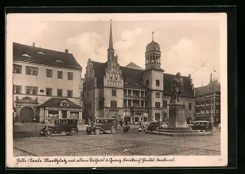 AK Halle /Saale, Marktplatz mit altem Rathaus
