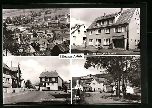 AK Viernau /Thür., Teilansicht mit Gasthof zum grünen Baum