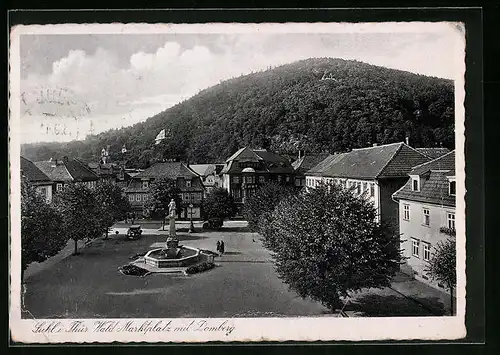 AK Suhl i. Thür. Wald, Marktplatz mit Domberg