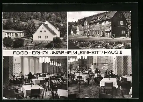 AK Hirschbach /Suhl, FDGB-Erholungsheim Einheit, Haus II mit Speisesaal