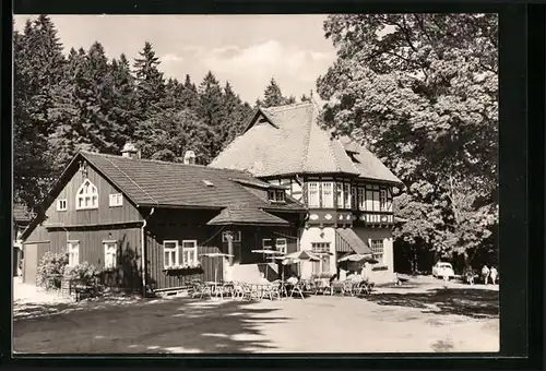 AK Oberhof /Thür., Obere Schweizerhütte mit Terrasse