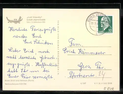 AK Lehde /Spreewald, Cafe Venedig