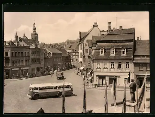 AK Eisleben, August-Bebel-Plan aus der Vogelschau