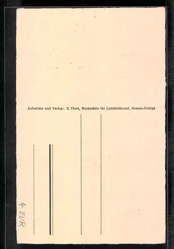 AK Dessau, Rathaus mit Lastwagen