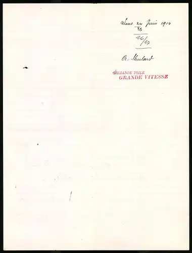 Rechnung Sens 1914, Magasins de Nouveautes, A. Mulard, Verkaufs und Geschäfsthaus in der Grande Rue 127