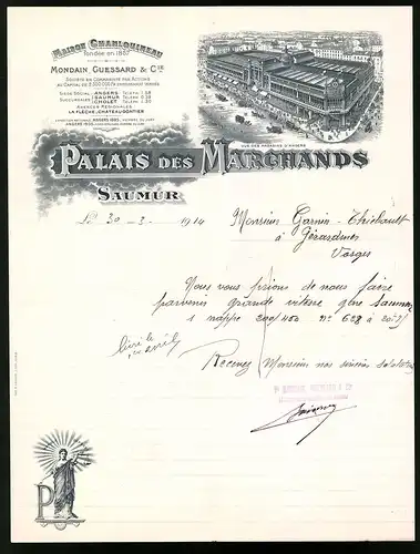 Rechnung Saumur 1914, Palais des Marchands, Moison Chanlouineau, Geschäfsthaus, Magsins d`angers