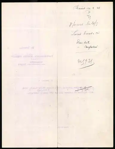 Rechnung Reims 1926, Galeries Remoises, Maison Lorin et Tricot, Front des Geschäftshauses Rue de Puilly