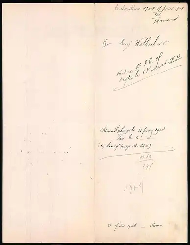 Rechnung Aubervilliers / Seine 1908, Raddinerie de Corps Gras Aiglon, Eugene Wallach & Cie., Werksansicht