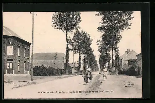 AK Ferrière-la-Grande, La Belle Hôtesse et route de Cousolre