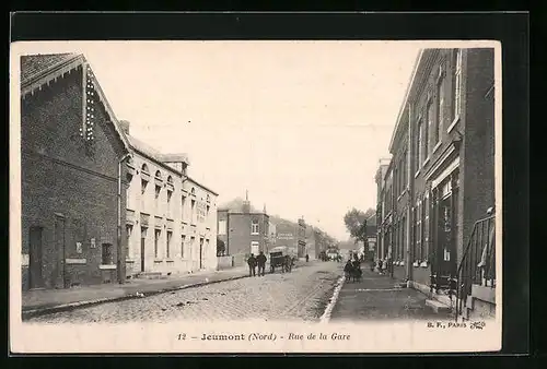 AK Jeumont, Rue de al Gare, Strassenpartie