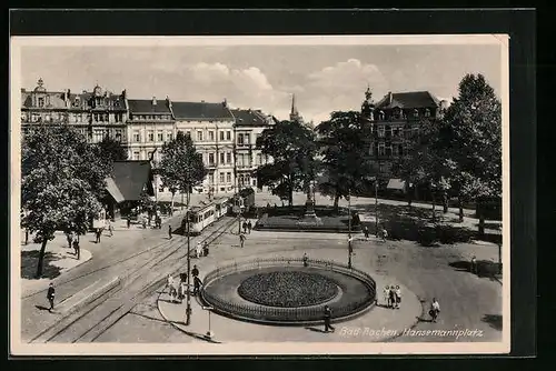 AK Bad Aachen, Strassenbahn auf dem Hansemannplatz