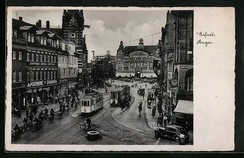 AK Erfurt, Strassenbahnen auf dem Anger