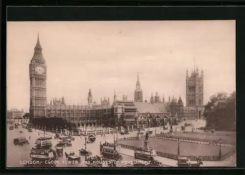 AK London, Clock Tower and Houses of Parliament, Strassenbahn