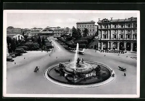 AK Rom, Piazza dell`Esedra und Termini-Bahnhof, Strassenbahn